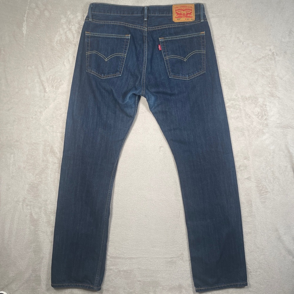 Levi's Jeans 513 Slim Straight Men 33x32 Dark Wash Blue Denim Classic Casual
